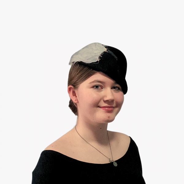 Gloria 1940s Tilt Hat with Pheasant Feather Detail