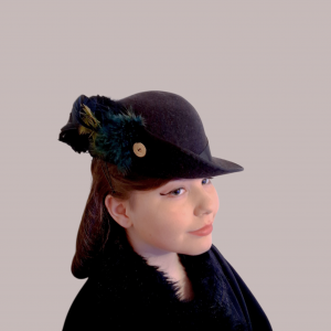 Gloria 1940s Tilt Wool Felt Hat Feather Spray Detail